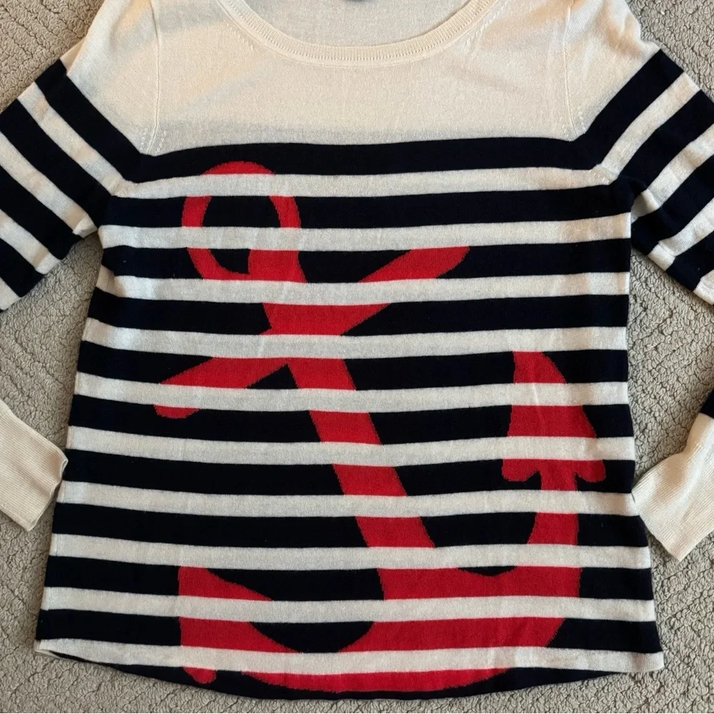 Women’s J Crew Cashmere Sweater, Striped, Anchor, Large - Picture 3 of 4